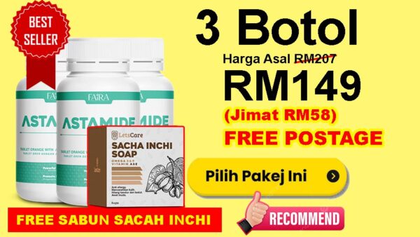 3 Botol Astamide + FREE Sabun Sacha Inchi